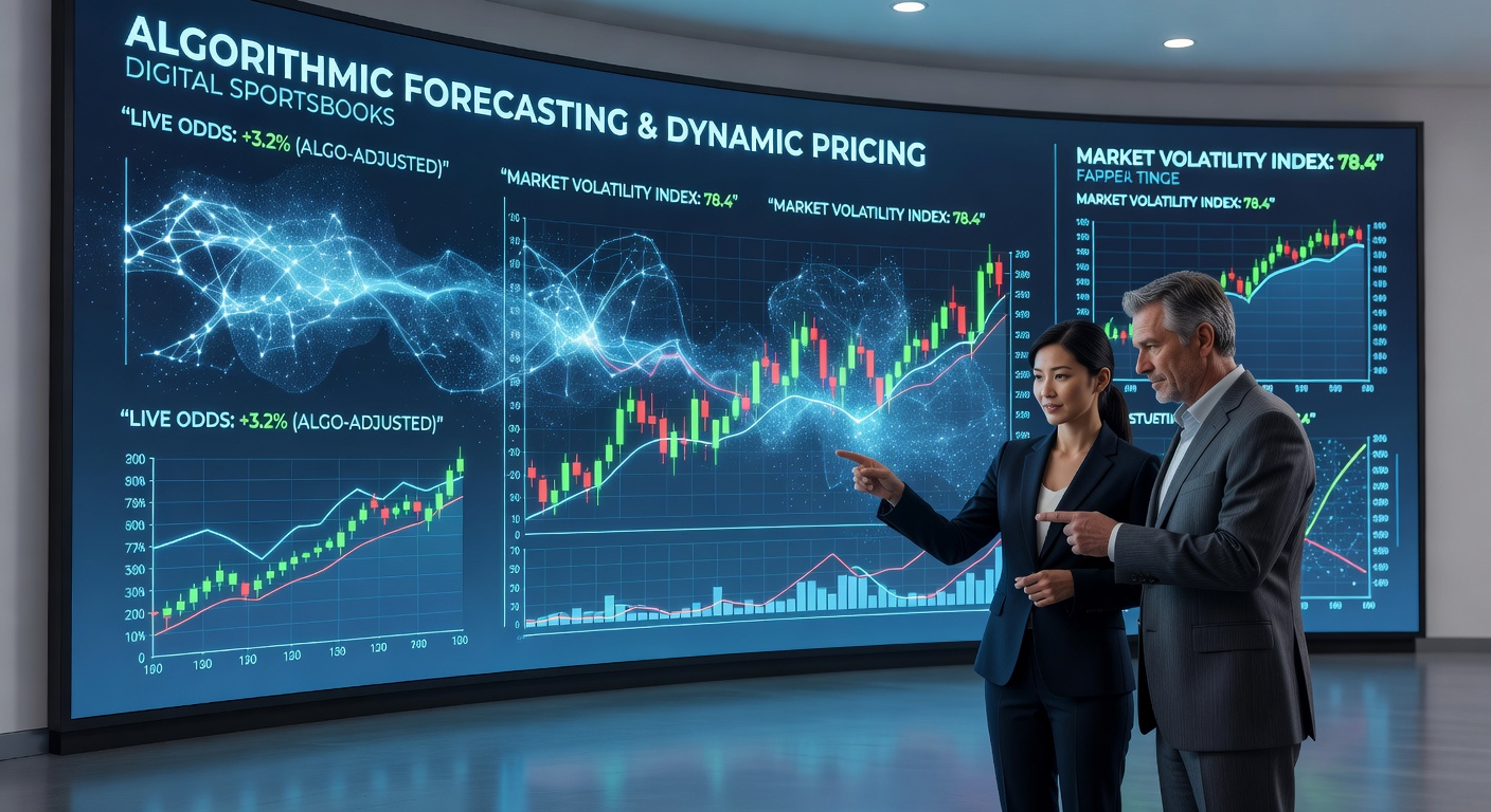 Close-up view of algorithmic dashboards monitoring live betting patterns and price fluctuations in digital sportsbooks