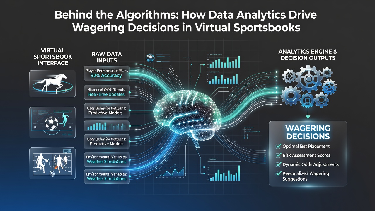 Dashboard displaying real-time data analytics and algorithmic models used in virtual sportsbook operations