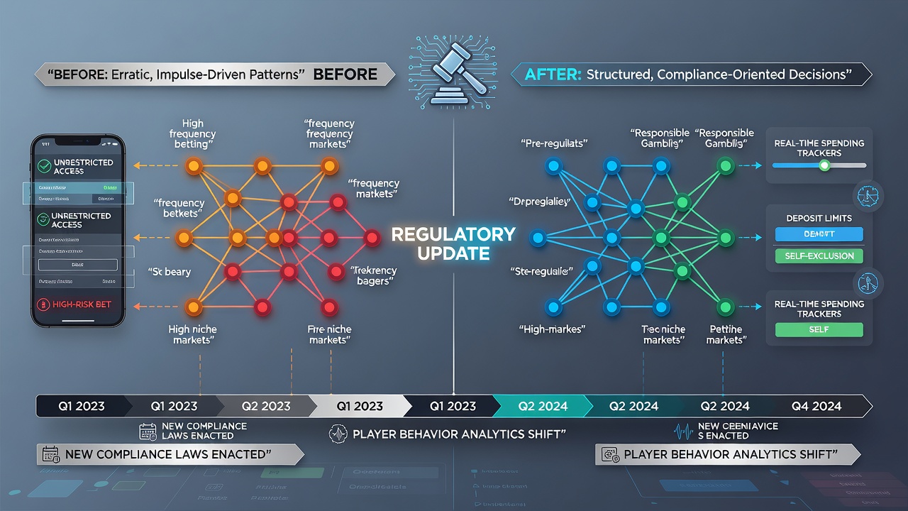 Graph illustrating changes in betting volume and bet types post-regulatory updates