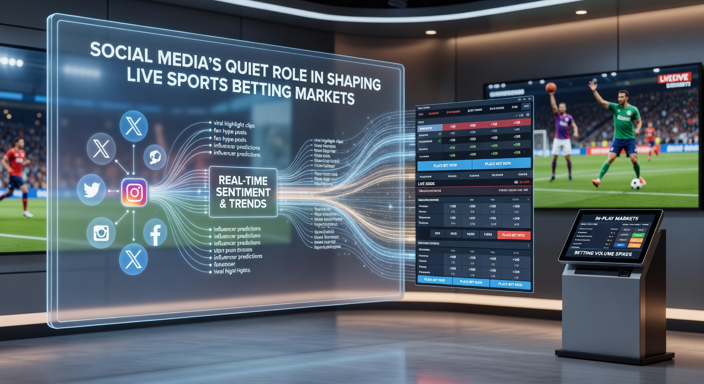Analytics dashboard showing social media sentiment metrics overlaid with live sports betting odds movements