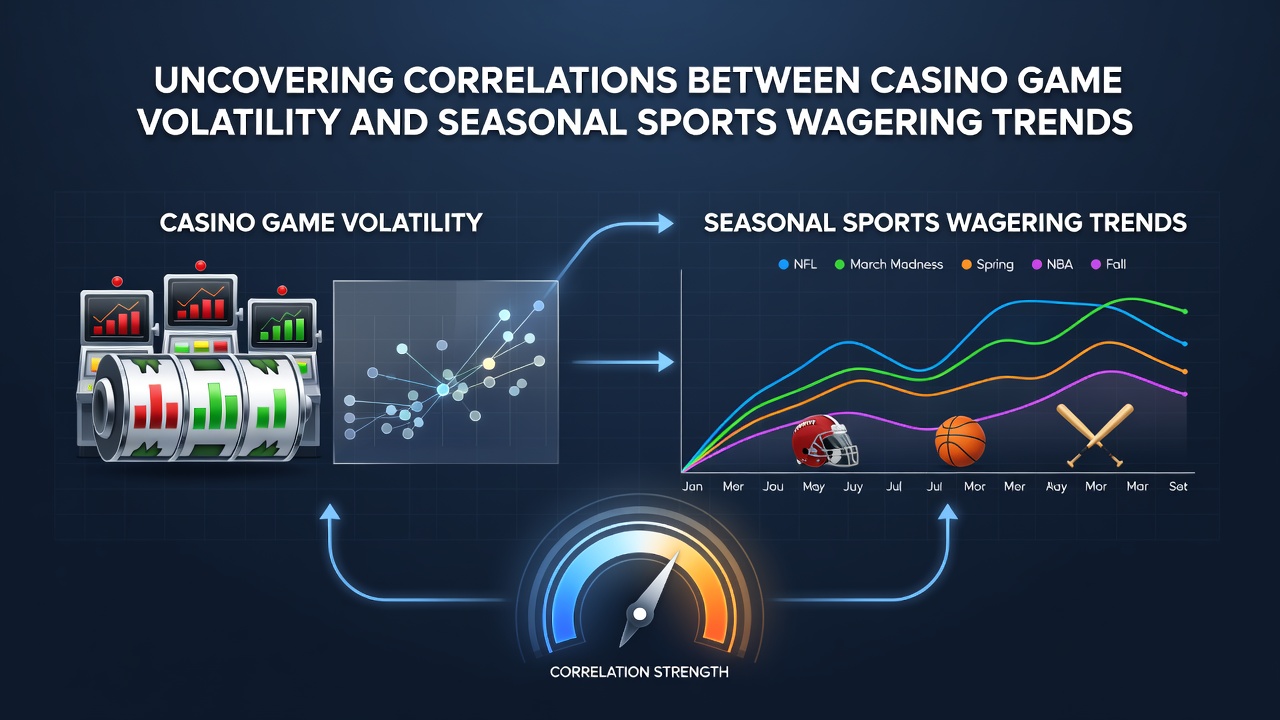 Visual representation of casino slot volatility metrics alongside seasonal sports betting volume charts